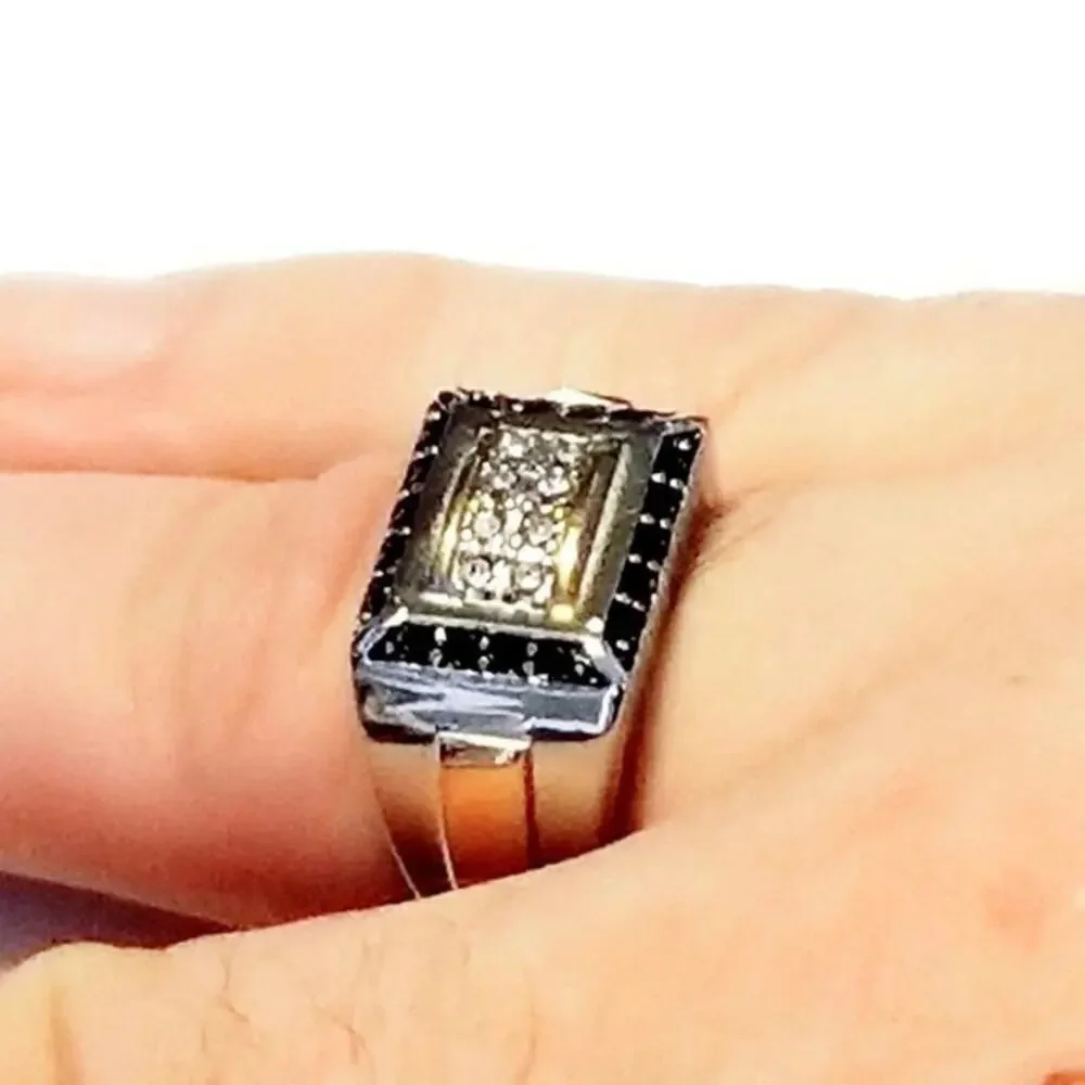 New stainless steel ring‎ with CZs size 10